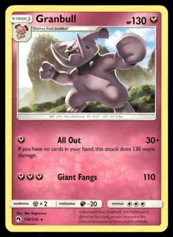 Pokemon Granbull Lost Thunder 138/214 R NM/M - Image 1