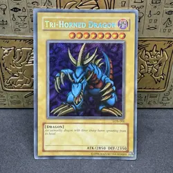 Yugioh Tri-Horned Dragon LOB-000 OG Print Secret Rare MP - Image 1