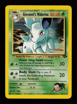 Giovanni's Nidorina 44/132 Unlimited Uncommon Gym Challenge Pokemon Cards - Image 1