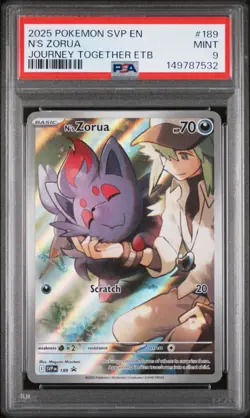 2025 POKEMON SVP EN-SV BLACK STAR PROMO #189 N'S ZORUA PSA 9 - Image 1