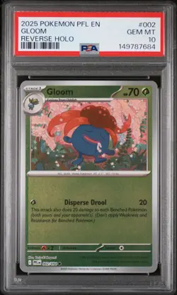 2025 POKEMON PFL EN-PHANTASMAL FLAMES REVERSE HOLO #002 GLOOM PSA 10 - Image 1