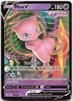 Mew V 113/264 Holo V Rare Fusion Strike Pokemon Holo Near Mint - Image 1