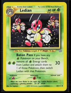 Ledian 39/111 Uncommon Neo Genesis WOTC Vintage Pokemon LP - Image 1