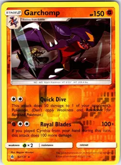 Garchomp 62/131 Rare Forbidden Light Pokemon Reverse Holo Near Mint - Image 1