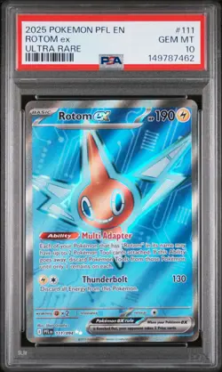 2025 POKEMON PFL EN-PHANTASMAL FLAMES ULTRA RARE #111 ROTOM EX PSA 10 - Image 1