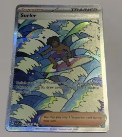 Pokemon TCG Surfer 293/217 Surging Sparks Trainer-Supporter Full Art Holo EN - Image 1