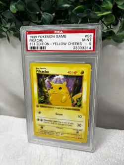1999 POKEMON GAME 1ST EDITION-YELLOW CHEEKS #58 PIKACHU PSA 9 - Image 2