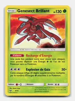 Carte Pokemon Genesect Brillant 9/73 SL3.5 Legendes Brillantes Soleil et Lune 5 - Image 1