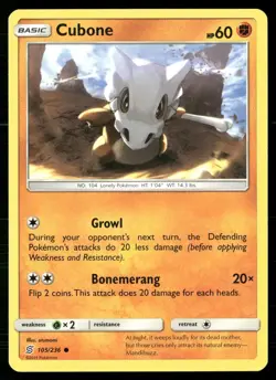 Cubone 105/236 Common Unified Minds Pokemon LP - Image 1