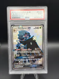 Graded PSA 9 2019 Pokemon Sun & Moon FA/Decidueye Gx Hidden Fates # SV47 - Image 1