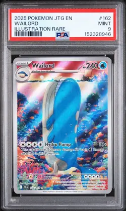 2025 POKEMON JTG EN-JOURNEY TOGETHER ILLUSTRATION RARE #162 WAILORD - PSA 9 - Image 1