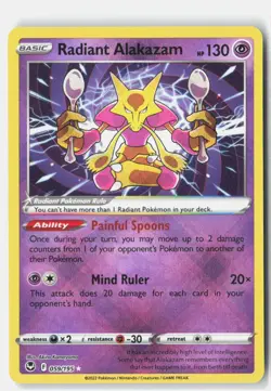 Pokemon tcg SWSH12: Silver Tempest Radiant Alakazam Near Mint or Better - Image 1