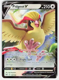 Pokemon tcg SWSH11: Lost Origin Pidgeot V Near Mint or Better - Image 1