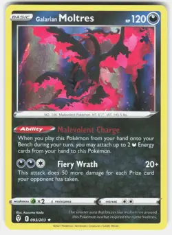 Pokemon tcg SWSH07: Evolving Skies Galarian Moltres Near Mint or Better - Image 1