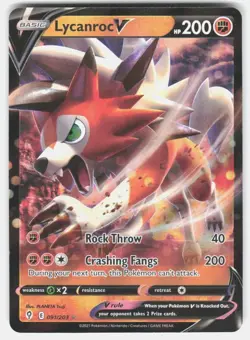 Pokemon tcg SWSH07: Evolving Skies Lycanroc V Near Mint or Better - Image 1
