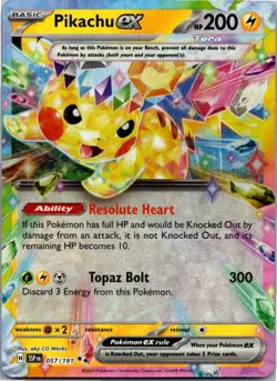 Pikachu ex 057/191 Double Rare Surging Sparks Pokemon Holo Near Mint - Image 1