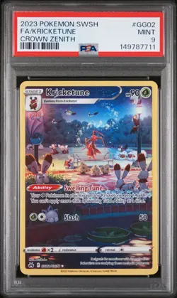 2023 POKEMON SWORD & SHIELD CROWN ZENITH #GG02 FULL ART/KRICKETUNE PSA 9 - Image 1