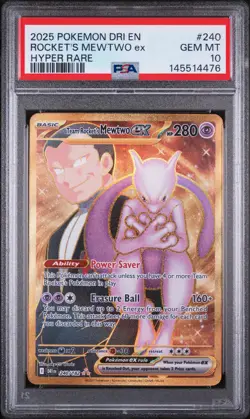 2025 POKEMON DRI EN-DESTINED RIVALS HYPER RARE TEAM ROCKET'S MEWTWO EX PSA 10 - Image 1
