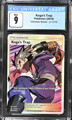 CGC 9 Koga's Trap 211 2019 Unbroken Bonds Full Art Trainer English Pokemon Card - Image 1