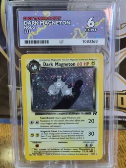 Pokemon Dark Magneton TCG 11/82 Team Rocket Holo Rare Card 1999 Ace Grade 6 - Image 1