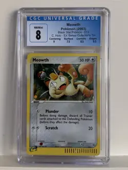 2003 Meowth Black Star Promo Ex Series Collector’s Tin Pokemon Card 013 CGC 8 - Image 1