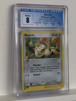2003 Meowth Black Star Promo Ex Series Collector’s Tin Pokemon Card 013 CGC 8 - Image 3
