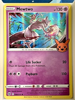 Pokemon Mewtwo 056/172 Trick Or Trade Halloween Stamp Holo Rare TCG NM - Image 1