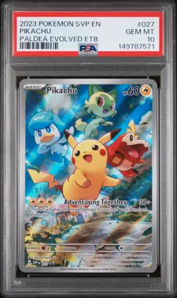 2023 POKEMON SVP EN-SV BLACK STAR PROMO #027 PIKACHU PSA 10 - Image 1