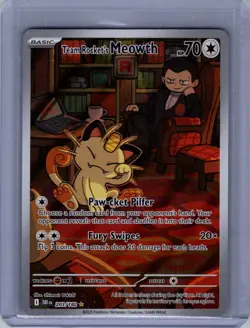 Team Rocket's Meowth 203/182 Illustration Rare Destined Rivals Pokemon Holo NM - Image 1