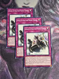 Yugioh! 3x Amaze Attraction Viking Vortex DAMA-EN076 Common 1st Ed NM - Image 1