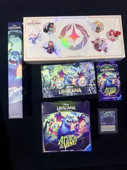 Disney Lorcana Curator, Booster Box, Trove Box Playmat Promo Card Sleeve Bundle - Image 3