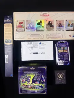 Disney Lorcana Curator, Booster Box, Trove Box Playmat Promo Card Sleeve Bundle - Image 4