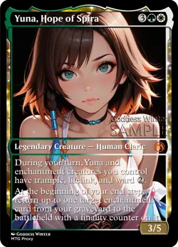 MTG - Yuna, Hope of Spira - Fanart Borderless Style - EDH / Playtest - Image 1