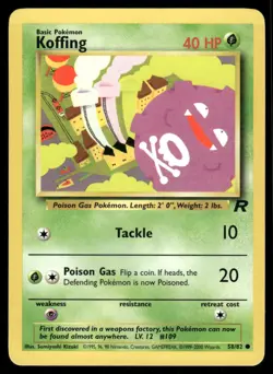 Pokemon Cards Koffing 58/82 Unlimited Team Rocket Common NM *2 - Image 1