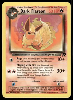 Pokemon Cards Dark Flareon 35/82 Unlimited Team Rocket Uncommon LP - Image 1