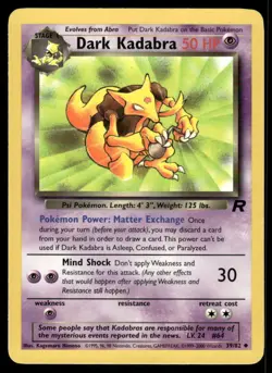 Pokemon Cards Dark Kadabra 39/82 Unlimited Team Rocket Uncommon LP - Image 1