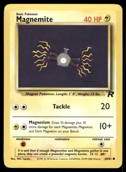 Pokemon Cards Magnemite 60/82 Unlimited Team Rocket Common LP *3 - Image 1