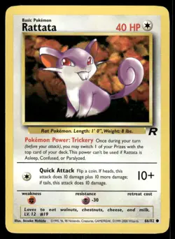 Pokemon Cards Rattata 66/82 Unlimited Team Rocket Common LP *3 - Image 1