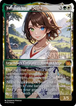 MTG - Yuna, Hope of Spira - Fanart Borderless Style - EDH / Playtest - Image 1