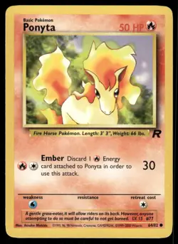 Pokemon Cards Ponyta 64/82 Unlimited Team Rocket Common NM *2 - Image 1