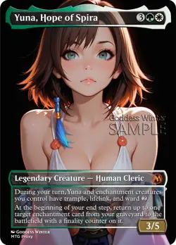 MTG - Yuna, Hope of Spira - Fanart Borderless Style - EDH / Playtest - Image 1