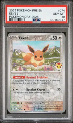 Eevee Pokemon Day 2025 Promo Cosmic Holo PSA 10 Gem Mint - Image 1
