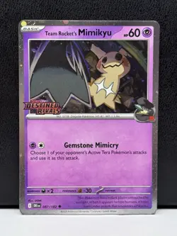 Pokemon TCG Team Rockets Mimikyu Stamped 087/182 NM w/ 3 SWIRLS 🌀 holo bleed - Image 1