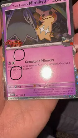 Pokemon TCG Team Rockets Mimikyu Stamped 087/182 NM w/ 3 SWIRLS 🌀 holo bleed - Image 4