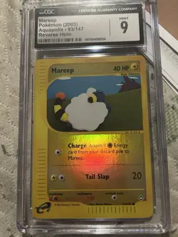 CGC Mint 9 Mareep Pokemon 2003 Aquapolis 93/147 Reverse Holo - Image 1