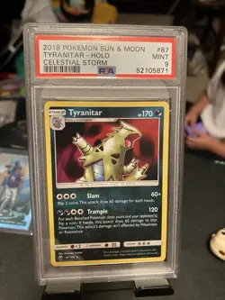 2018 Pokemon Sun & Moon - #87 Tyranitar Celestial Storm Holo, 87/168 - Image 1
