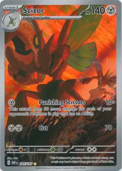 1x Scizor - 205/197 - Illustration Rare Lightly Played Pokemon SV03 - Obsidian F - Image 1