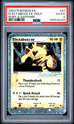 2003 POKEMON EX RUBY & SAPPHIRE #97 ELECTABUZZ EX-HOLO PSA 4 - Image 1