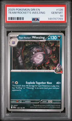 2025 POKEMON DRI EN-DESTINED RIVALS #126 TEAM ROCKET'S WEEZING PSA 10 - Image 1