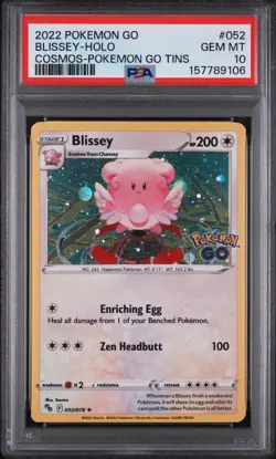 2022 Pokemon Go Blissey #052/078 Cosmos Holo - Pokemon Go Tins PSA 10 POP 22 - Image 1